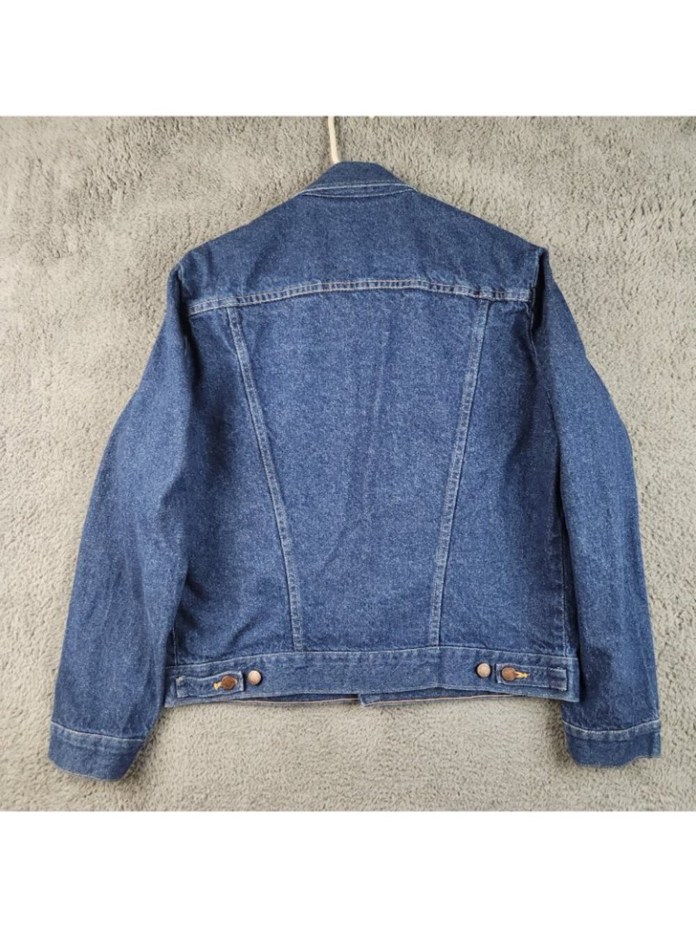 VTG Wrangler Rustler 80's Denim Jacket Tag Large Fit Med USA Made 13oz Trucker - Picture 2 of 15